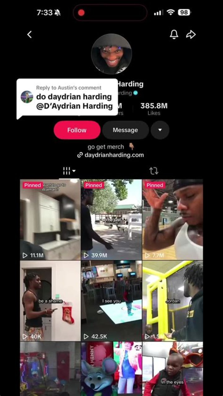 D&rsquo;Aydrian Harding daydrianharding TikTok Analytics Profile, videos & hashtags Exolyt