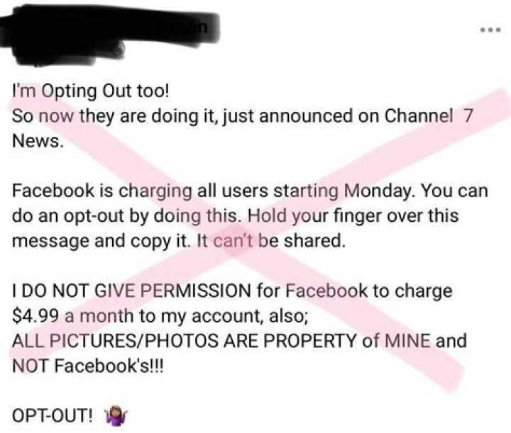 Facebook not charging 4.99 monthly fee for its use