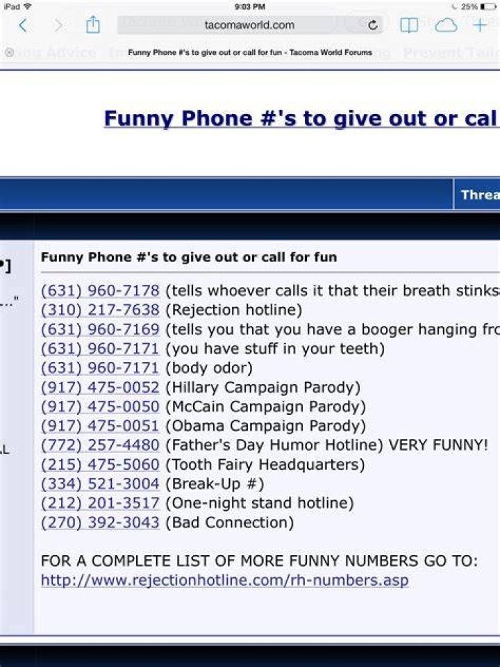 Pin by Rilea Fair on Humor Funny numbers, Funny prank calls, Funny numbers to call