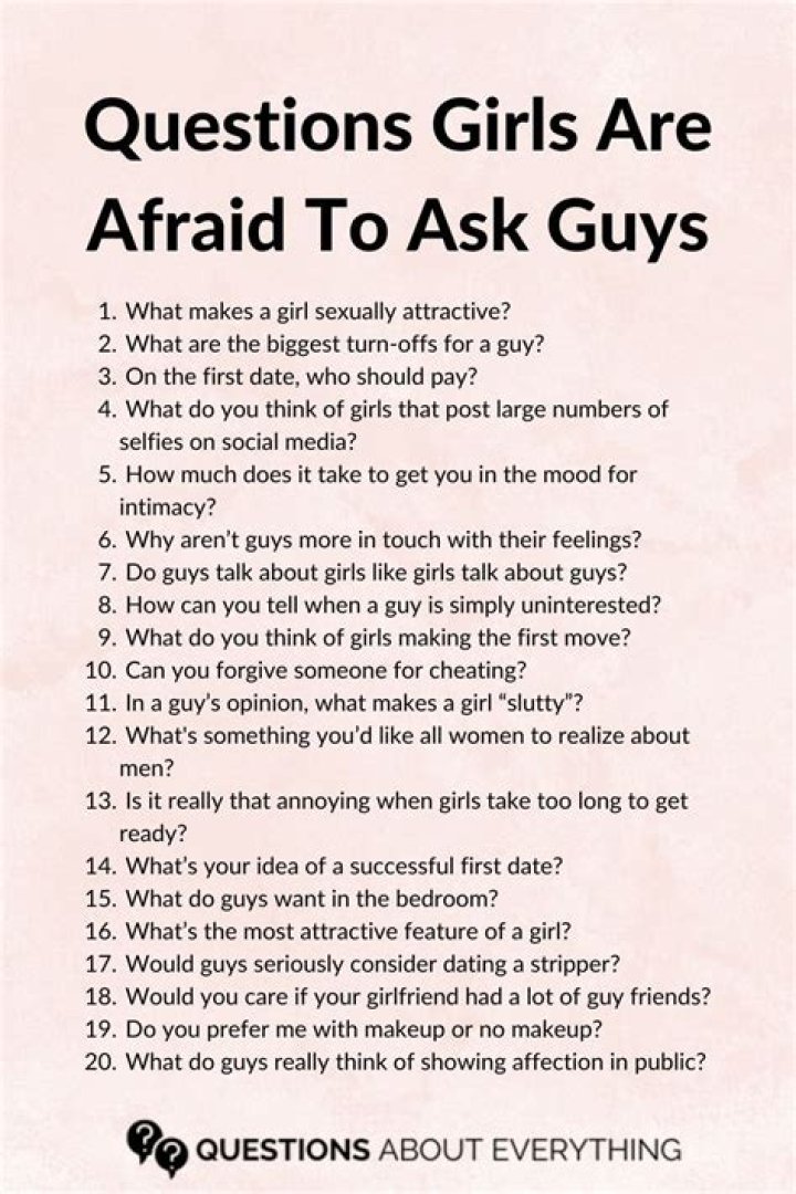 Questions Girls Are Too Afraid to Ask Guys