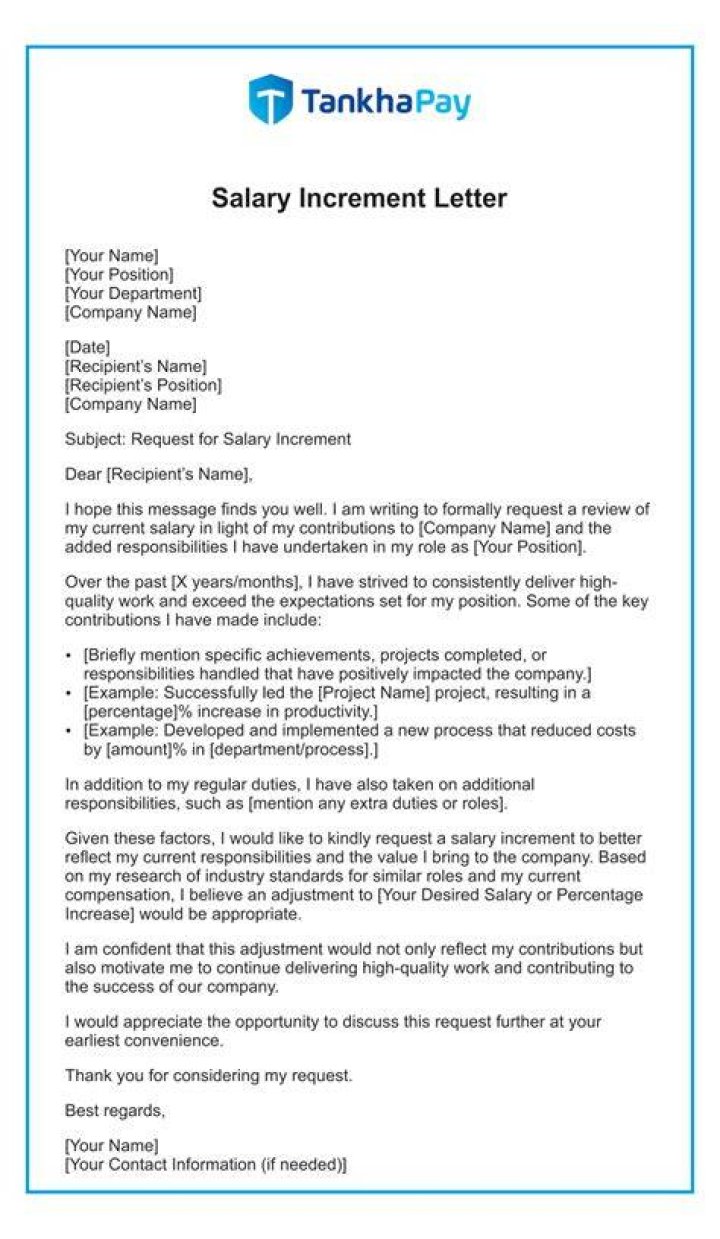 Salary Increment Letter 6 Best Printable Samples Dotxes